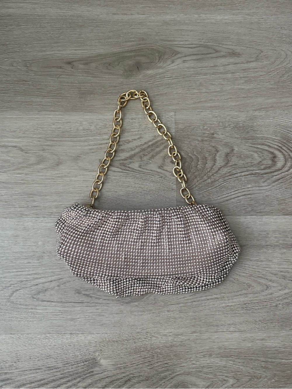 Jessica McClintock Blush Clutch with Gold Chain